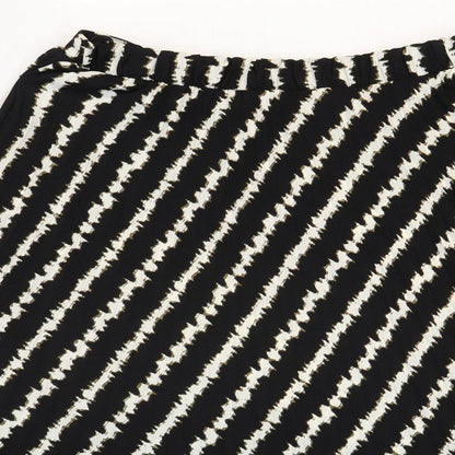 Marks and Spencer Womens Black Striped Polyester Swing Skirt Size 14