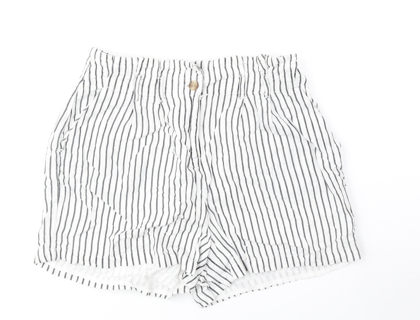 VERO MODA Womens White Striped Polyester Culotte Shorts Size S Regular Zip
