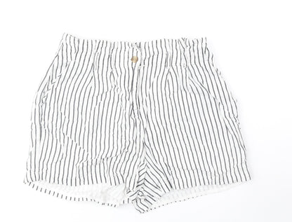 VERO MODA Womens White Striped Polyester Culotte Shorts Size S Regular Zip
