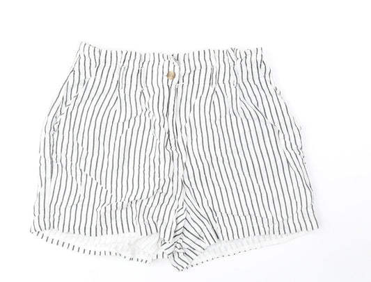 VERO MODA Womens White Striped Polyester Culotte Shorts Size S Regular Zip