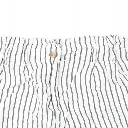 VERO MODA Womens White Striped Polyester Culotte Shorts Size S Regular Zip