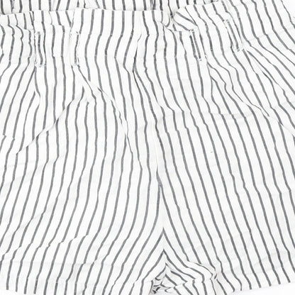 VERO MODA Womens White Striped Polyester Culotte Shorts Size S Regular Zip
