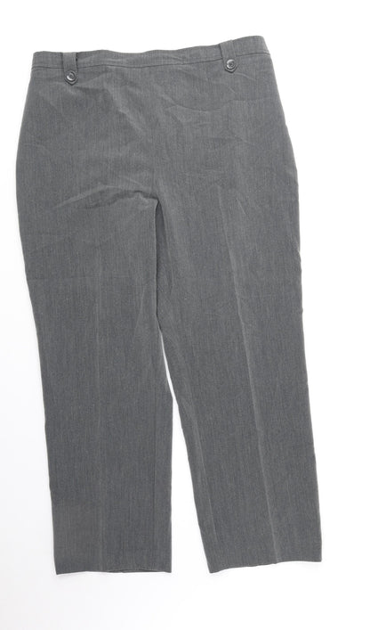 BM Womens Grey Polyester Trousers Size 18 Regular Zip