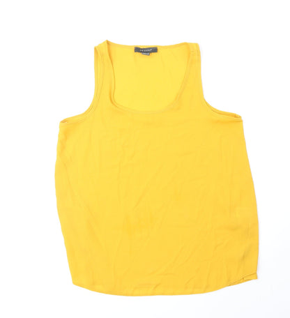 Primark Womens Yellow Polyester Basic Tank Size 12 Scoop Neck
