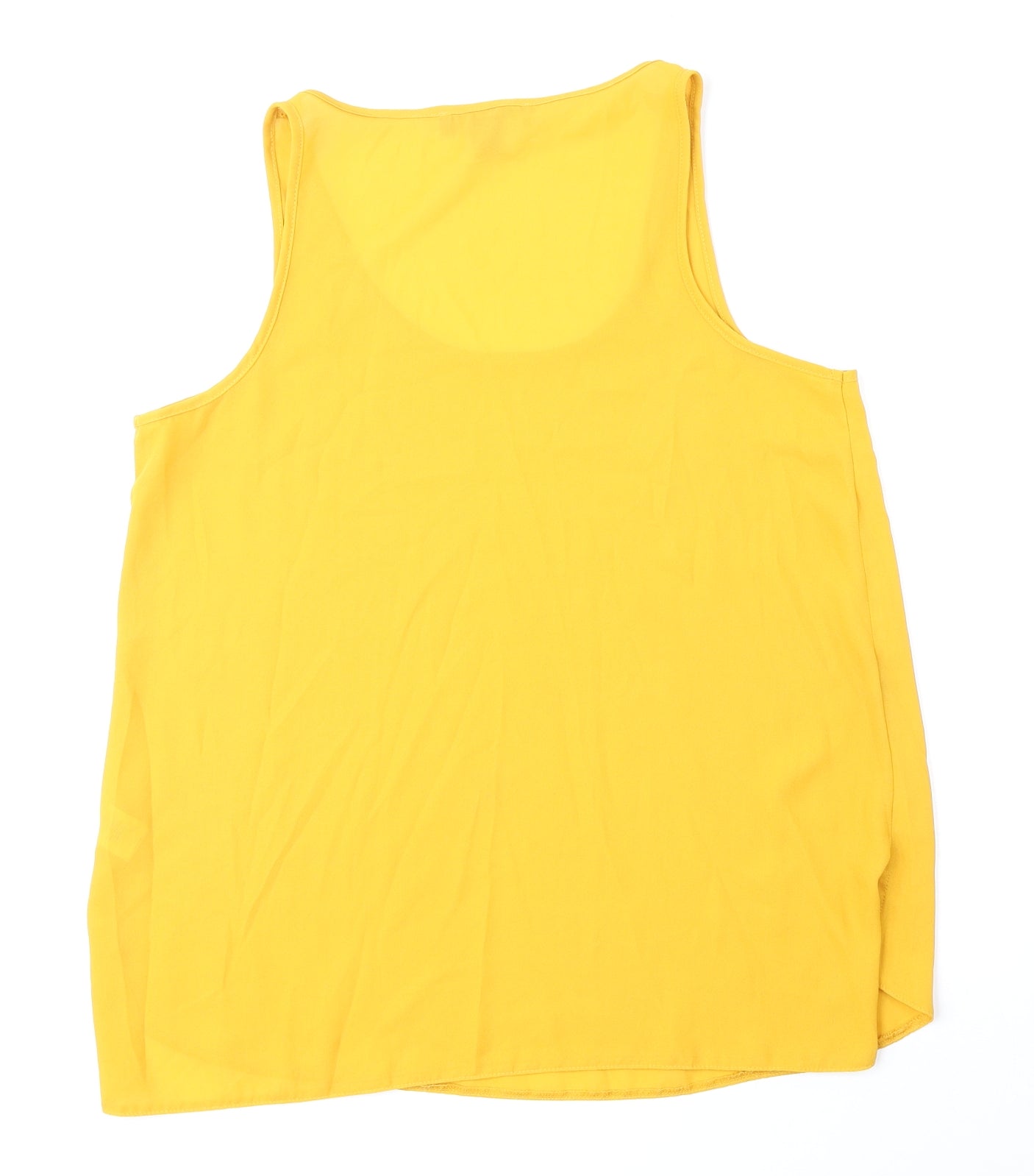 Primark Womens Yellow Polyester Basic Tank Size 12 Scoop Neck