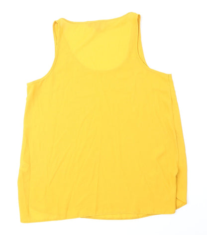 Primark Womens Yellow Polyester Basic Tank Size 12 Scoop Neck
