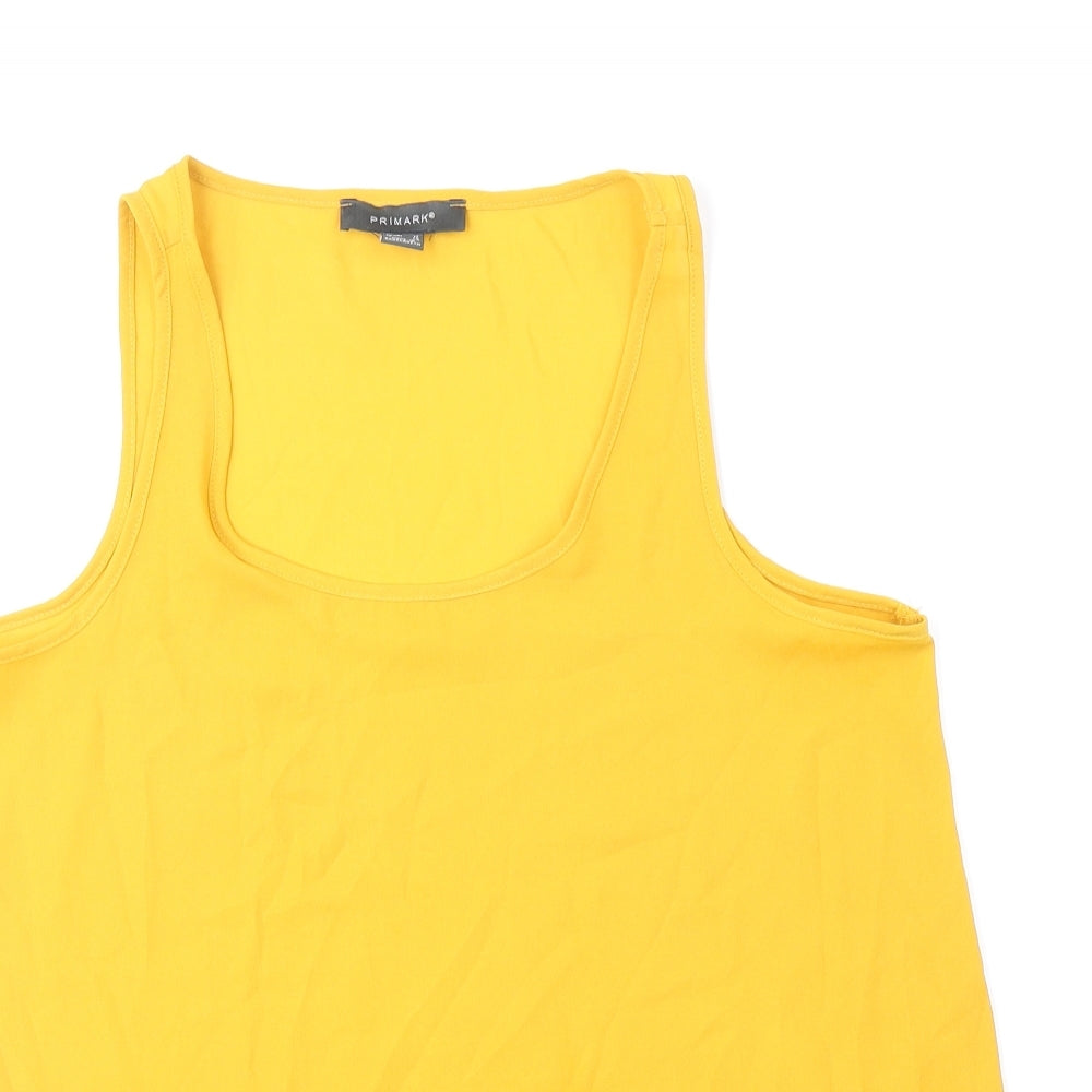 Primark Womens Yellow Polyester Basic Tank Size 12 Scoop Neck