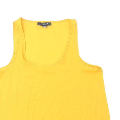 Primark Womens Yellow Polyester Basic Tank Size 12 Scoop Neck