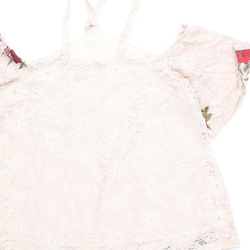 Womens UK Size 10 River Island Beige Basic Blouse