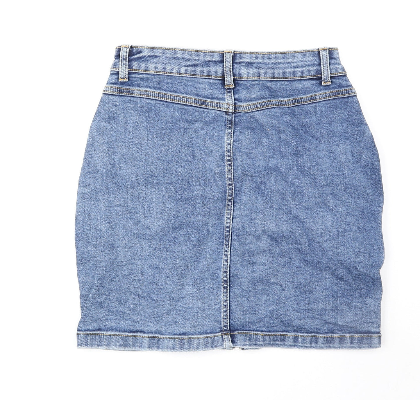 JDY Womens Blue Cotton Mini Skirt Size S Zip