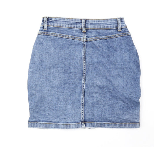JDY Womens Blue Cotton Mini Skirt Size S Zip