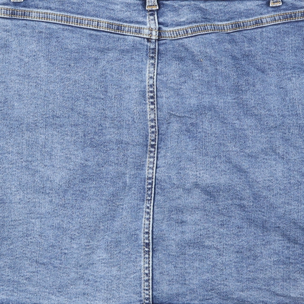 JDY Womens Blue Cotton Mini Skirt Size S Zip