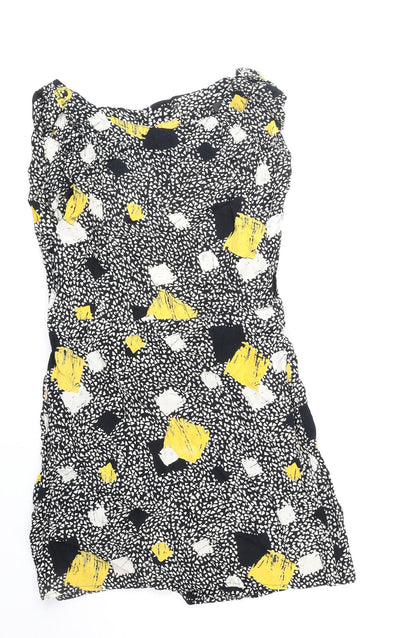 Miss Selfridge Womens Black Geometric Polyester Mini Size 8 Boat Neck Pullover