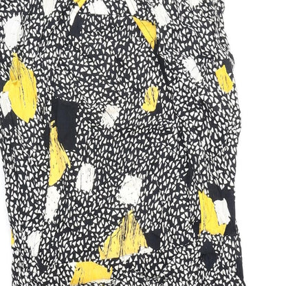 Miss Selfridge Womens Black Geometric Polyester Mini Size 8 Boat Neck Pullover