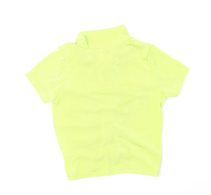 Womens UK Size 4 PRETTYLITTLETHING Green Cropped Button-Up