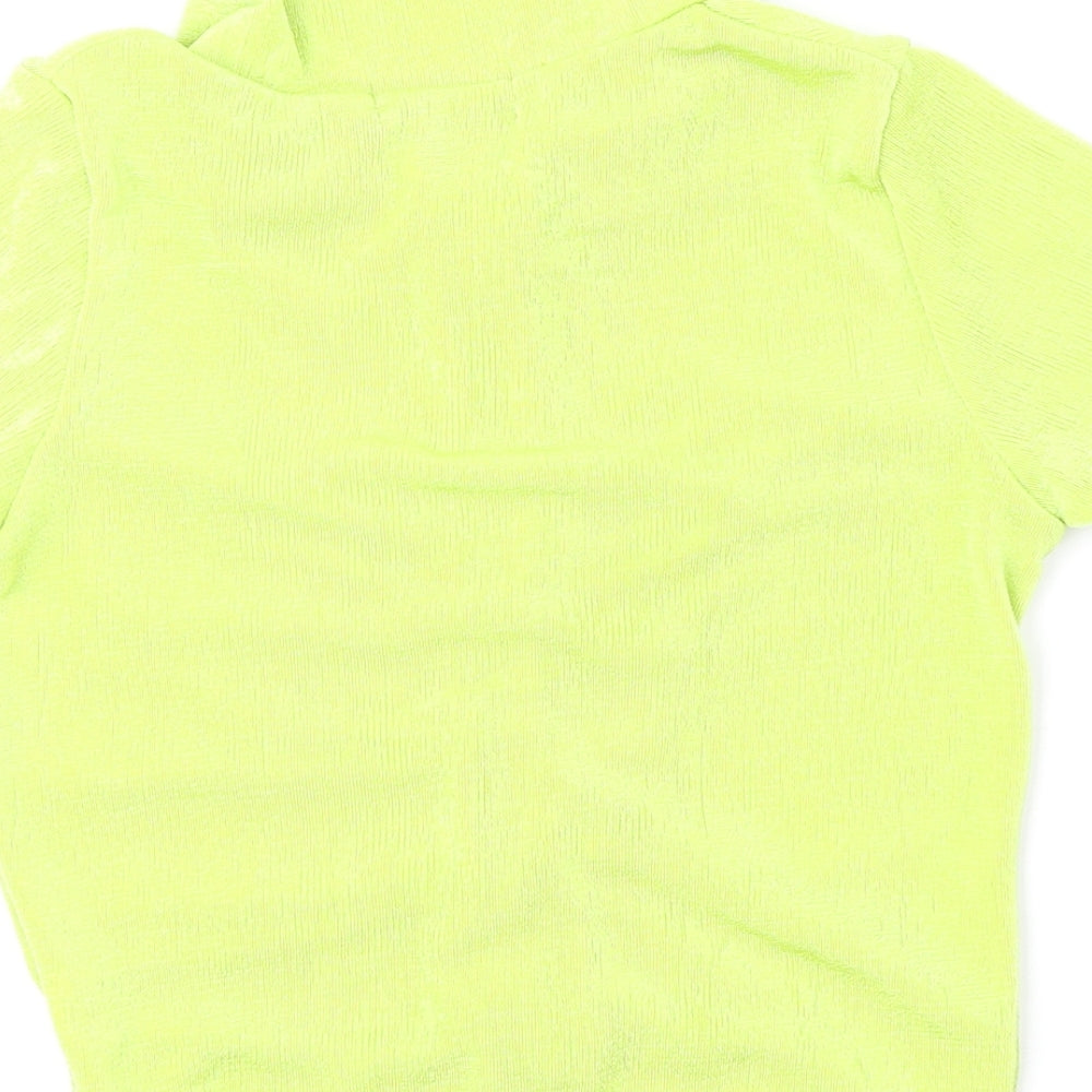 Womens UK Size 4 PRETTYLITTLETHING Green Cropped Button-Up
