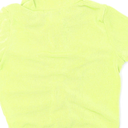 Womens UK Size 4 PRETTYLITTLETHING Green Cropped Button-Up