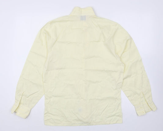 The Collar Company Mens Yellow Cotton Button-Up Size S Collared Button