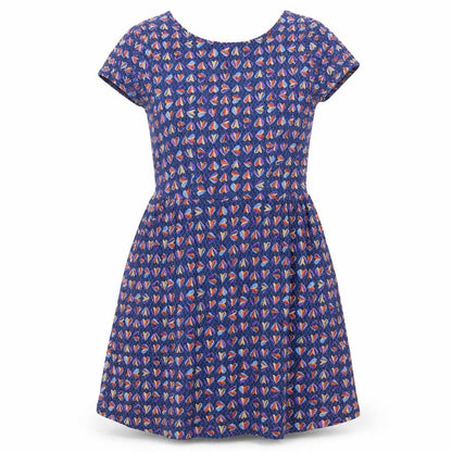 NEXT Womens Blue Geometric Cotton Skater Dress Size 12 Scoop Neck Pullover