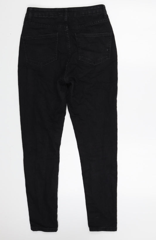 Boohoo Womens Black Cotton Skinny Jeans Size 10 L28 in Regular Zip