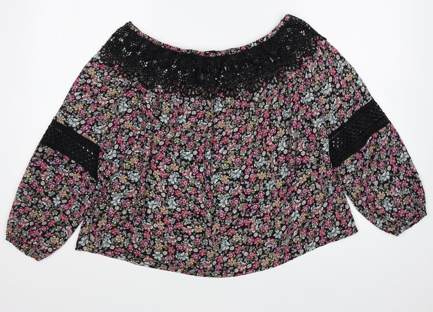 Womens UK Size 10 New Look Multicoloured Basic Blouse