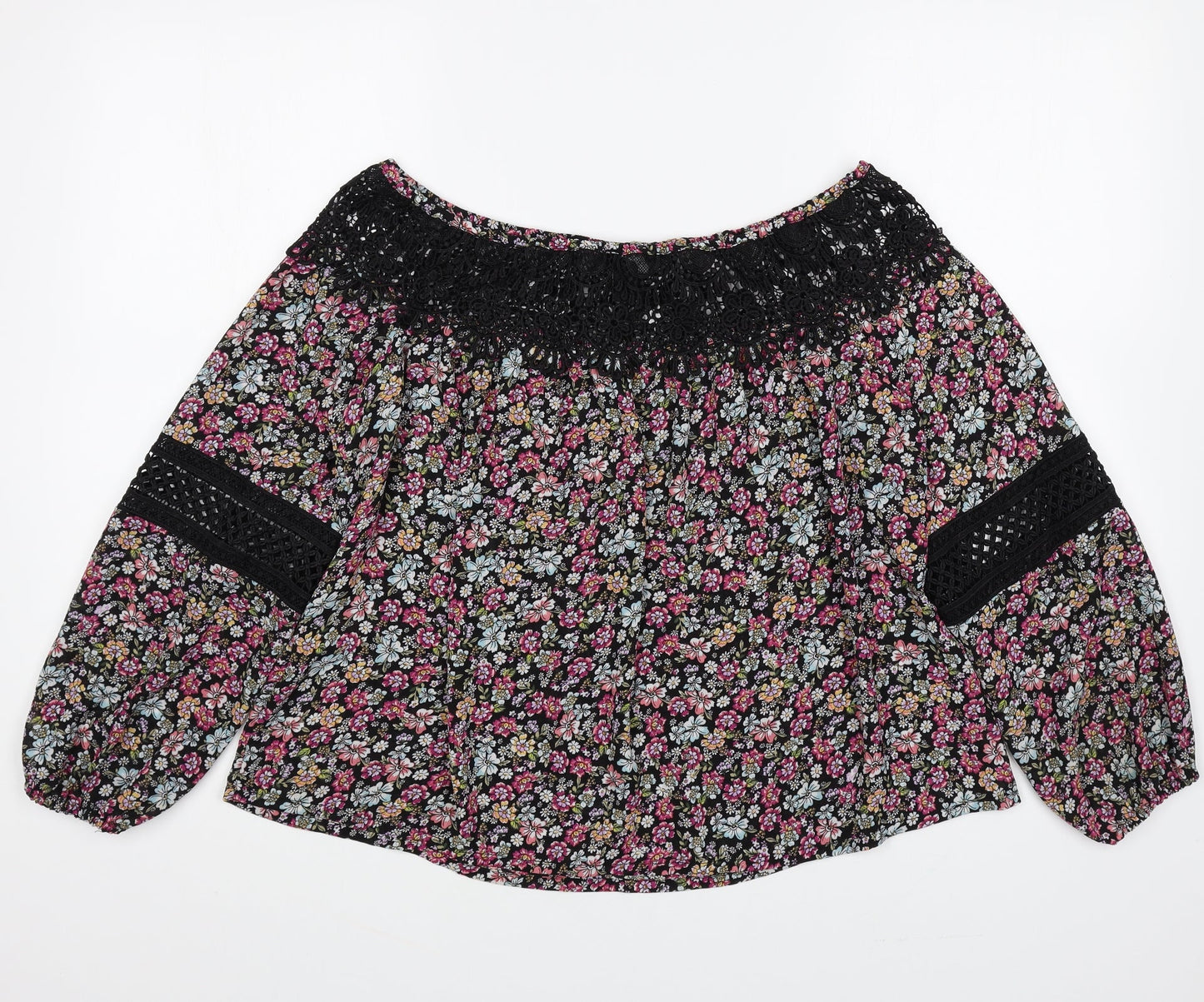 Womens UK Size 10 New Look Multicoloured Basic Blouse