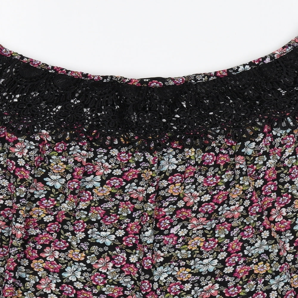 Womens UK Size 10 New Look Multicoloured Basic Blouse