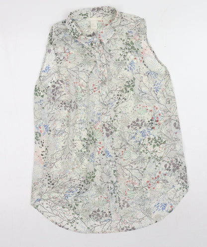 Womens UK Size 6 H&M White Basic Button-Up