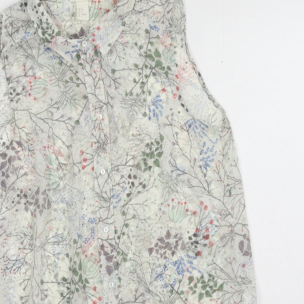 Womens UK Size 6 H&M White Basic Button-Up