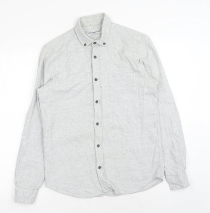 Mens UK Size S Cedar Wood State Grey  Button-Up Long Sleeve Casual Shirt