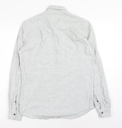 Mens UK Size S Cedar Wood State Grey  Button-Up Long Sleeve Casual Shirt