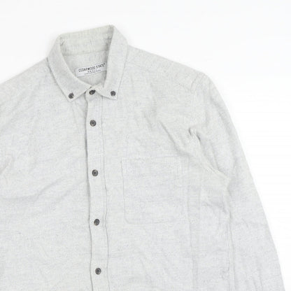 Mens UK Size S Cedar Wood State Grey  Button-Up Long Sleeve Casual Shirt