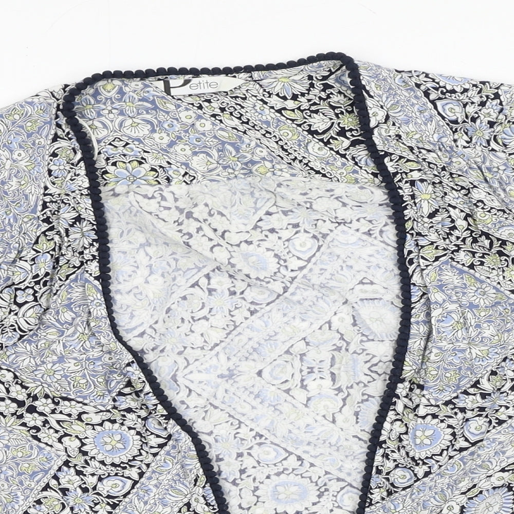 Womens UK Size 8 BHS Blue Kimono Blouse