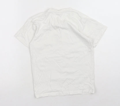 Uneek Girls White Cotton Basic T-Shirt Size 7-8 Years Round Neck Pullover - Tie