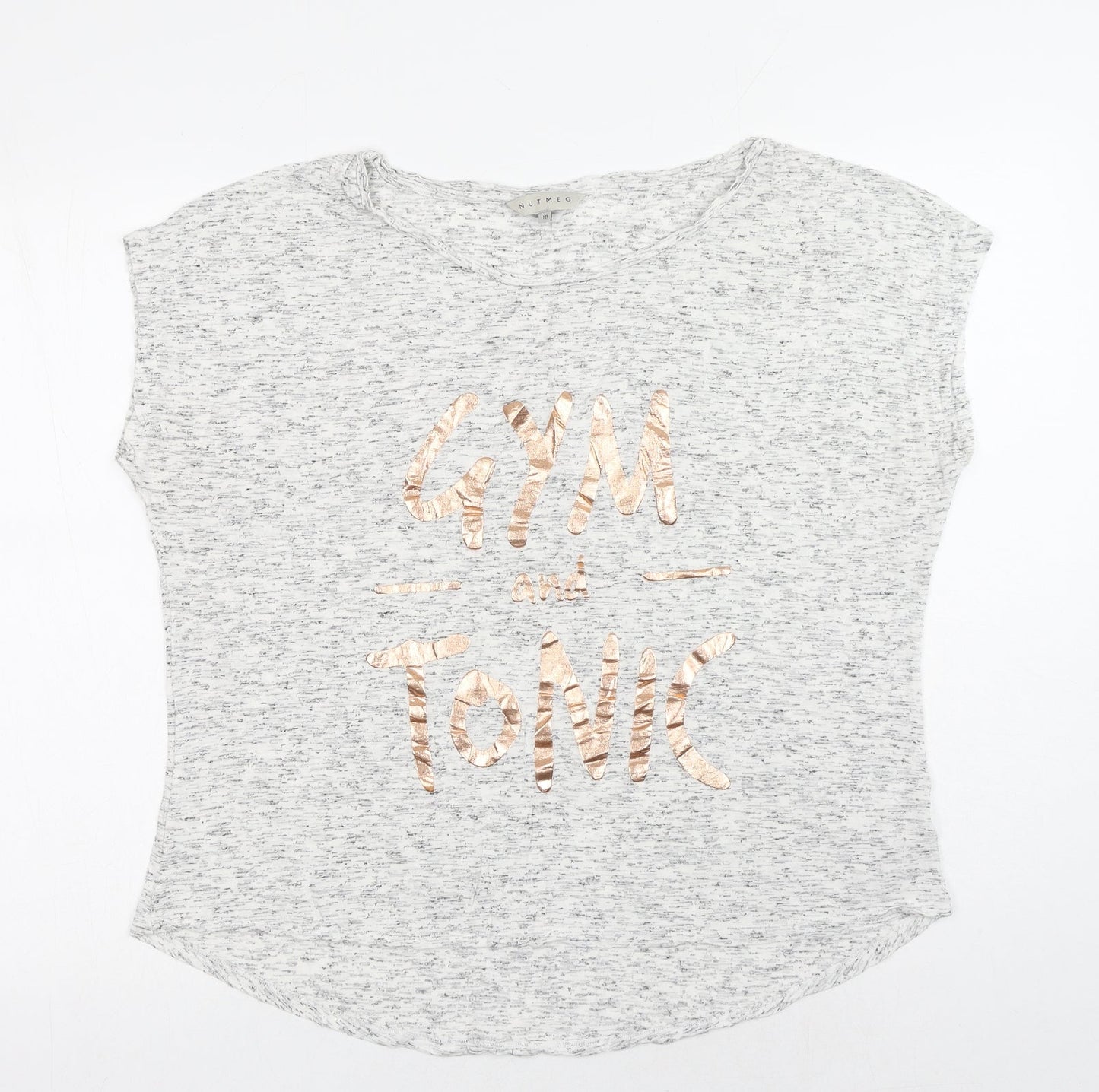 Nutmeg Womens Grey Viscose Basic T-Shirt Size 18 Round Neck - Gym & Tonic