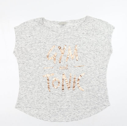 Nutmeg Womens Grey Viscose Basic T-Shirt Size 18 Round Neck - Gym & Tonic