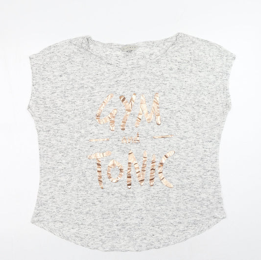 Nutmeg Womens Grey Viscose Basic T-Shirt Size 18 Round Neck - Gym & Tonic