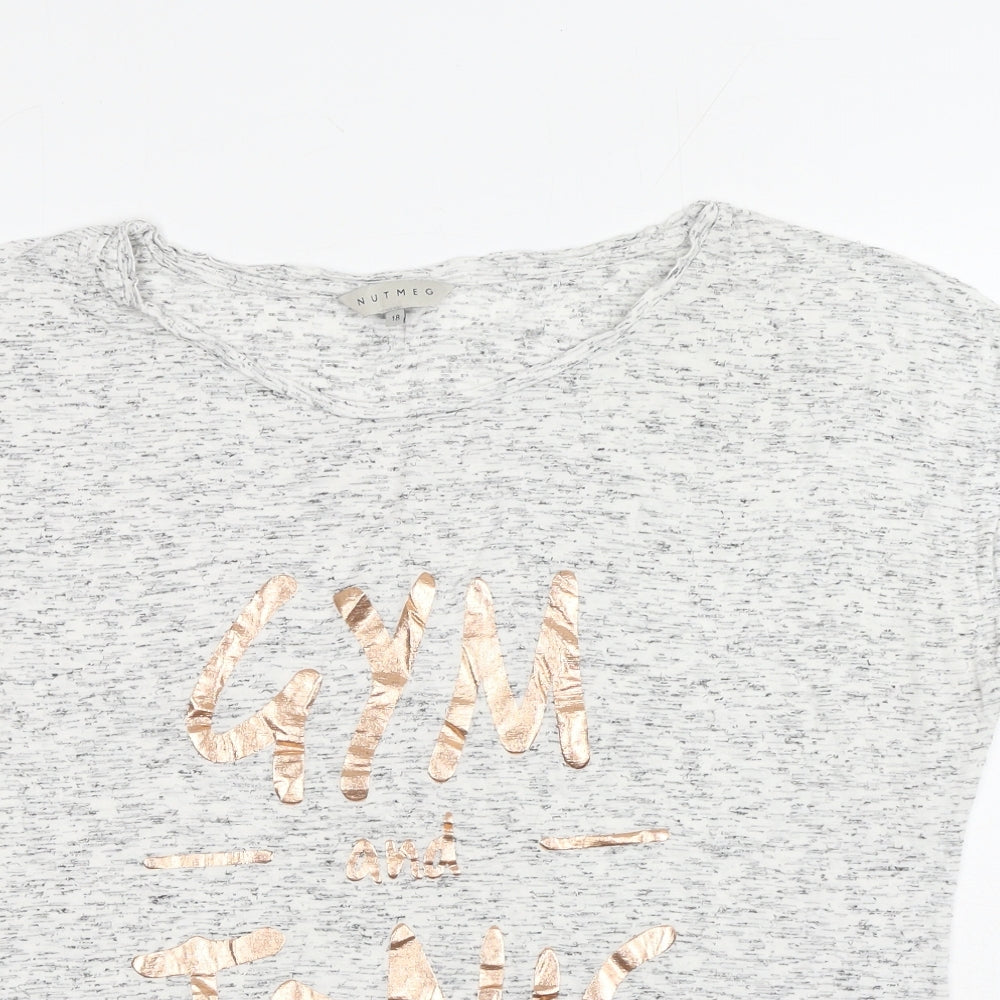 Nutmeg Womens Grey Viscose Basic T-Shirt Size 18 Round Neck - Gym & Tonic