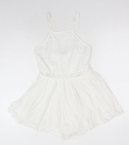 SheIn Womens White Polyester Playsuit One-Piece Size XS Zip