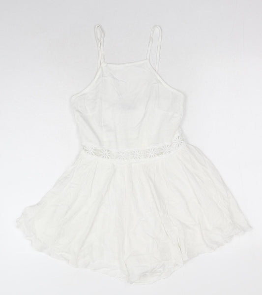 SheIn Womens White Polyester Playsuit One-Piece Size XS Zip