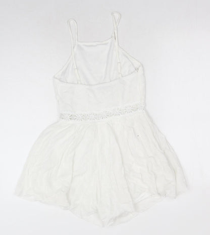SheIn Womens White Polyester Playsuit One-Piece Size XS Zip