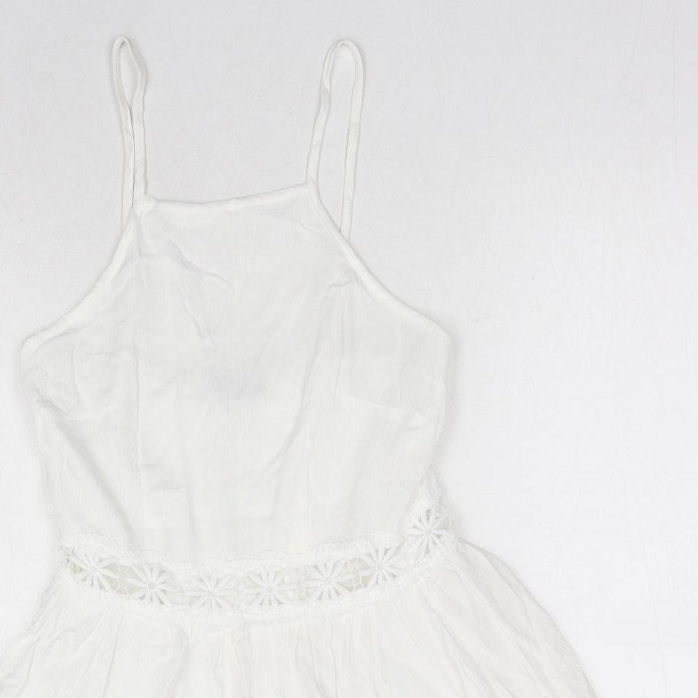 SheIn Womens White Polyester Playsuit One-Piece Size XS Zip