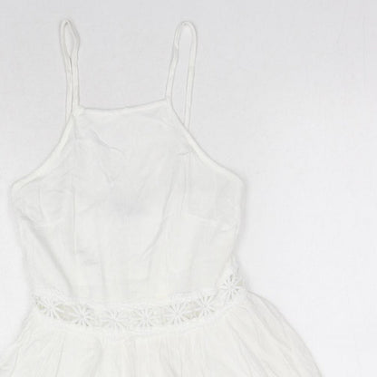 SheIn Womens White Polyester Playsuit One-Piece Size XS Zip