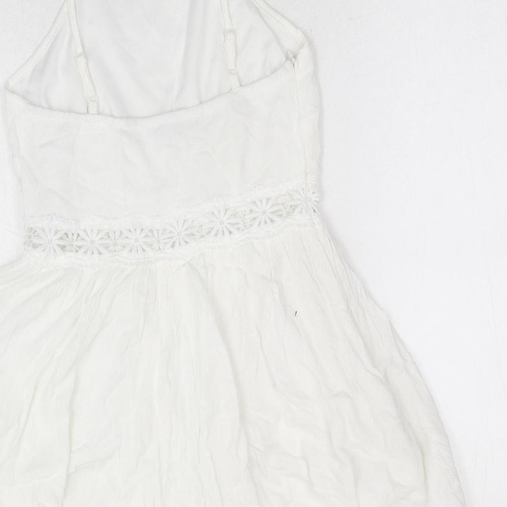 SheIn Womens White Polyester Playsuit One-Piece Size XS Zip