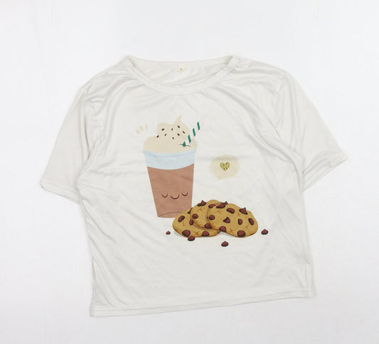 Womens UK Size S Preworn White Basic T-Shirt