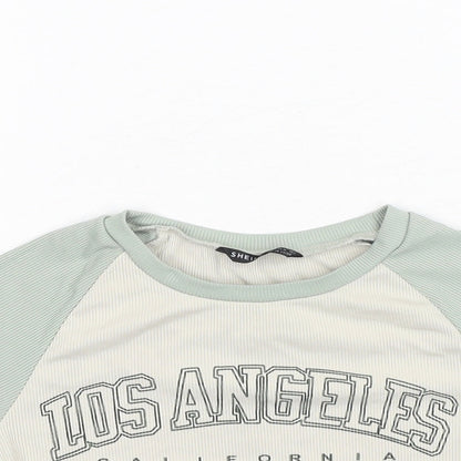 SheIn Womens Green Polyester Cropped T-Shirt Size XS Round Neck - Los Angeles California