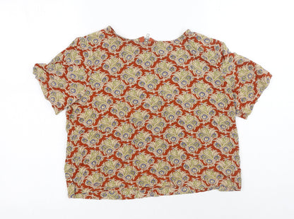 Glamorous Womens Brown Geometric Viscose Basic T-Shirt Size S Round Neck