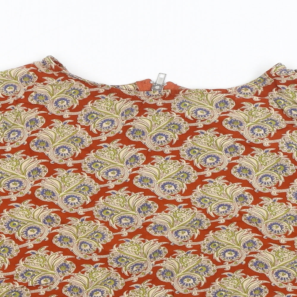 Glamorous Womens Brown Geometric Viscose Basic T-Shirt Size S Round Neck