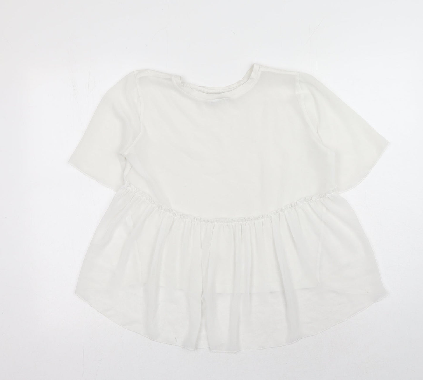 Womens UK Size S Zara White Basic T-Shirt