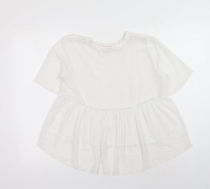 Womens UK Size S Zara White Basic T-Shirt